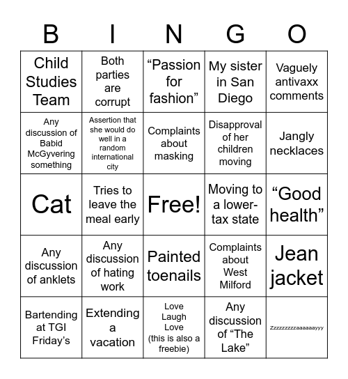 Thanksgiving 2022/2023 Bingo Card