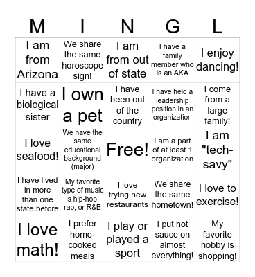 Get To Know Your GAC!! Bingo Card