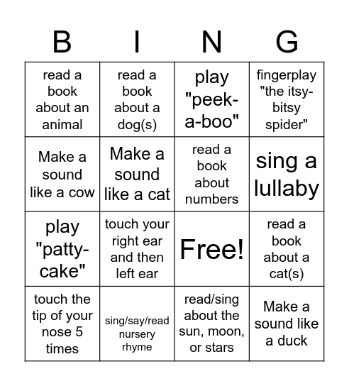 Emerging Learner Bingo Card