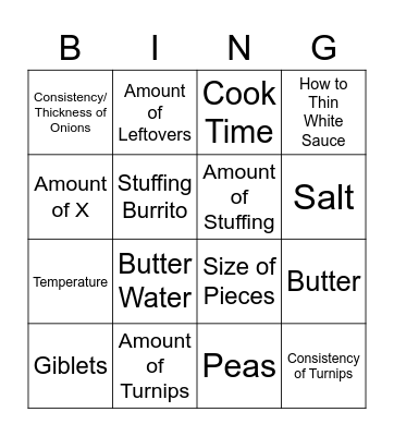 Thanksgiving Bingo Card