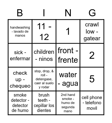 HEALTH & SAFETY BINGO Card