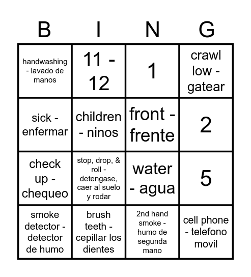 HEALTH & SAFETY BINGO Card