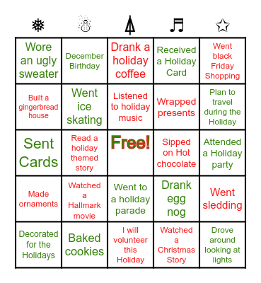 HOLIDAY BINGO ☃️🎁 🌟 Bingo Card