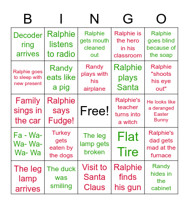 A Christmas Story Bingo Card
