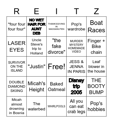 BINGO: FAM EDITION Bingo Card