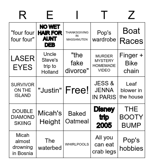 BINGO: FAM EDITION Bingo Card