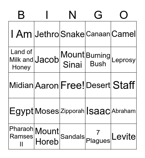 Moses, Agent of Deliverance Bingo Card