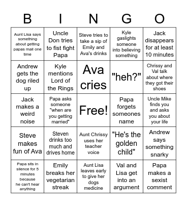 Thanksgiving Bingo Card
