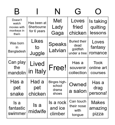 Sherbourne Bingo! Bingo Card