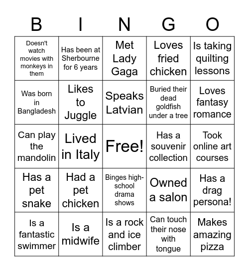 Sherbourne Bingo! Bingo Card
