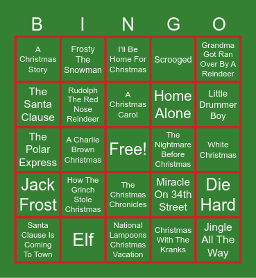 CHRISTMAS BINGO Card