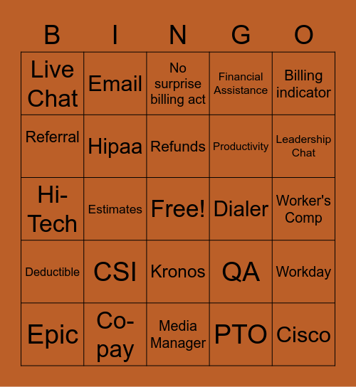 FCC Bingo Card