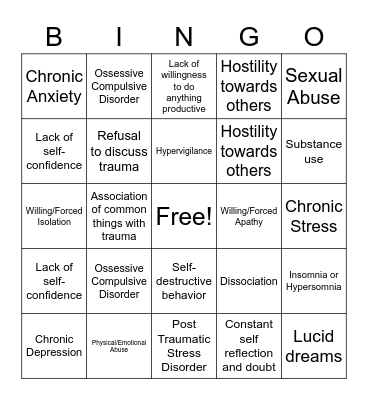 Trauma Bingo Card