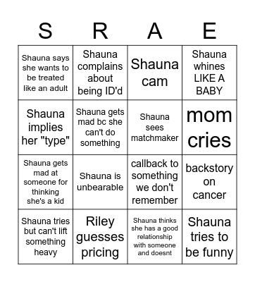 Shauna Rae Bingo Card