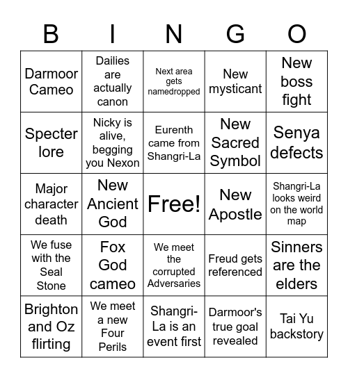 Shangri-La Bingo Card