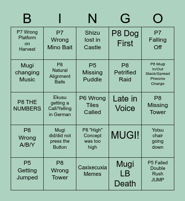 Sprout Raiders Bingo Card