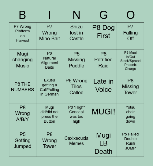 Sprout Raiders Bingo Card