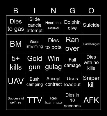 WARZONE BINGO Card