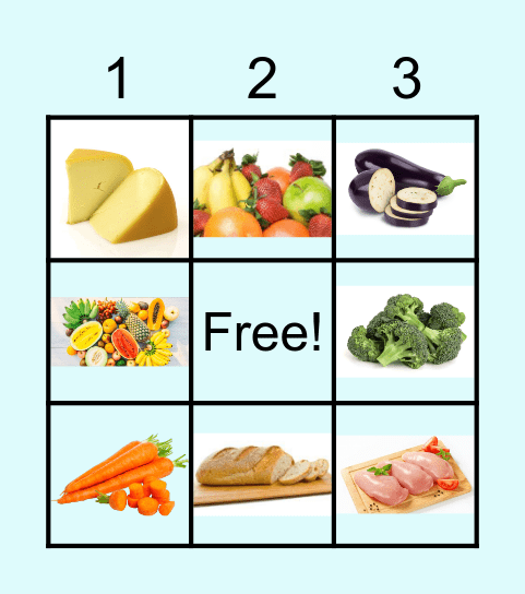 Grupos de alimentos Bingo Card