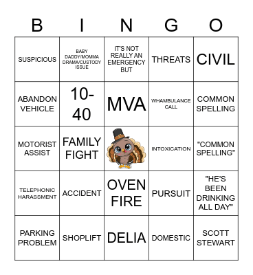THANKSGIVING DISPATCH STYLE Bingo Card