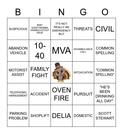 THANKSGIVING DISPATCH STYLE Bingo Card