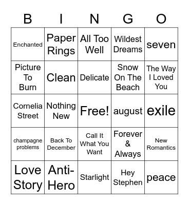 Round 2 - Fan Favs Bingo Card