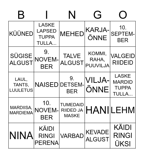 MARDIPÄEV Bingo Card