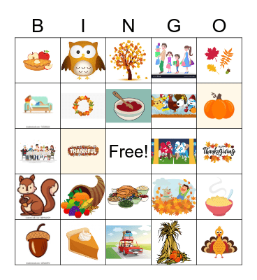 Thanksgiving Bingo Card