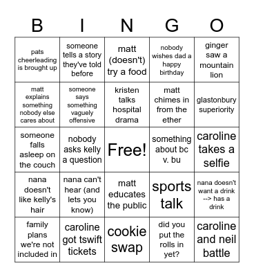 Thanksgiving Bingo Card