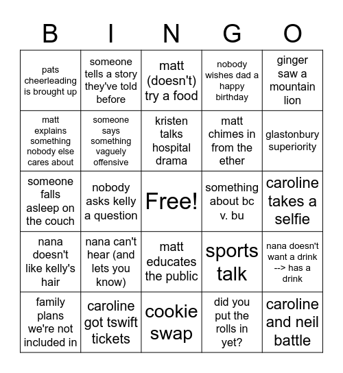 Thanksgiving Bingo Card