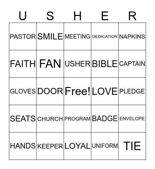 USHER CELEBRATION Bingo Card