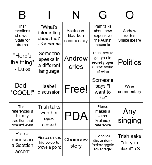 Thanksgiving 2022 Bingo Card