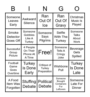 THANKSGIVING FAMILY BINGO Card