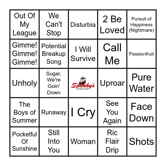 Spanky's Burbank Music Bingo  11/22/22 Bingo Card