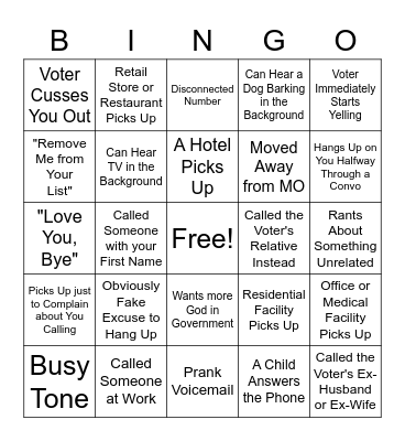 Phonebank Bingo Card