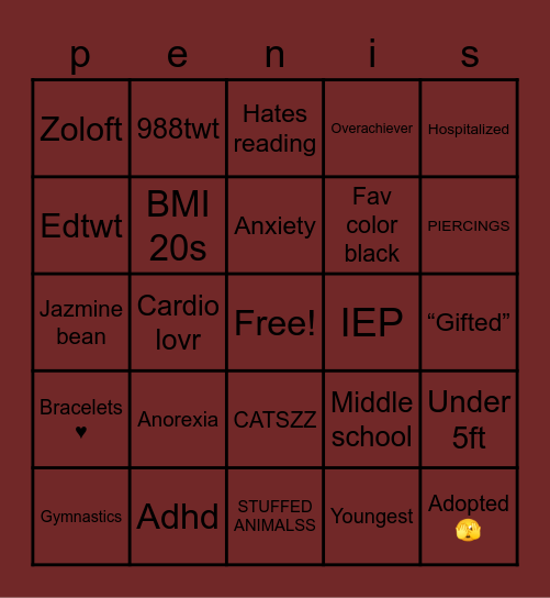 ELLESS BINFO Bingo Card