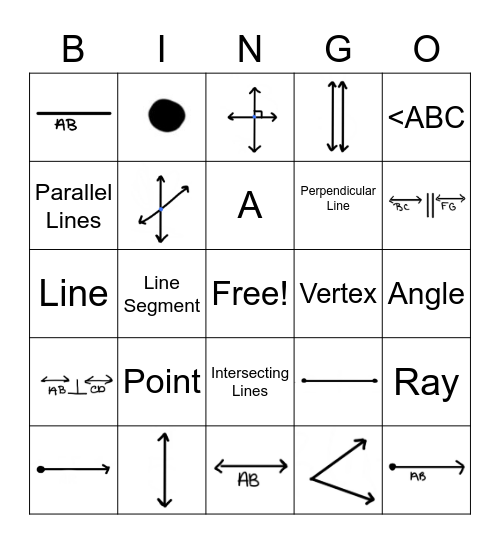 Line Characteristics and Naming Bingo Card