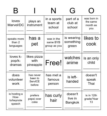 FIND SOMEONE WHO Bingo Card