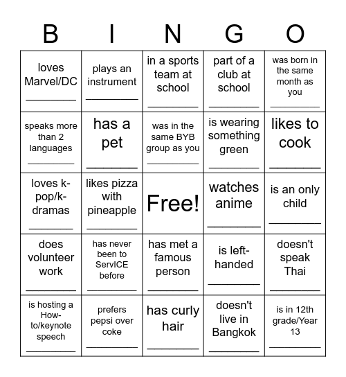 FIND SOMEONE WHO Bingo Card