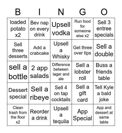 Server Bingo Card