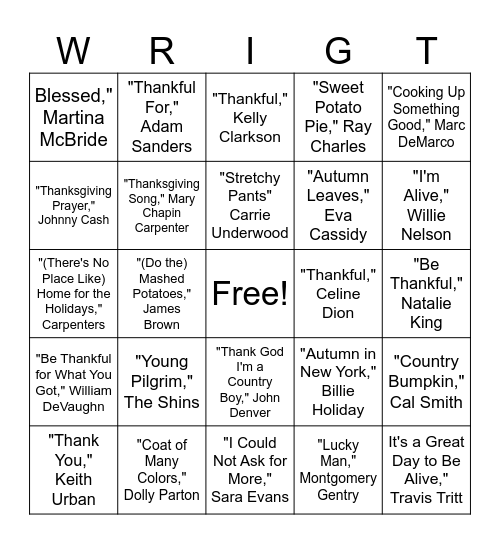 Raidersgiving 2024- Wright Side Bingo Card