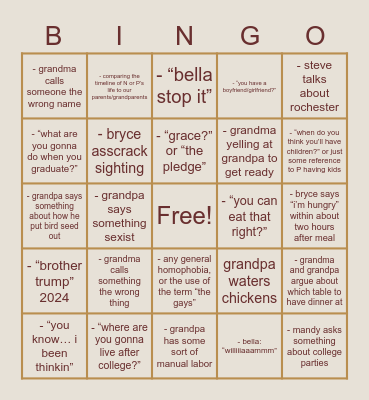Thanksgiving 2022 Bingo Card