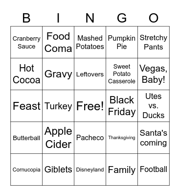 COUSINGO! Bingo Card