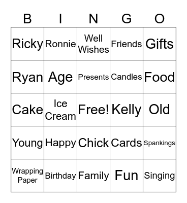 Birthday Bingo Card