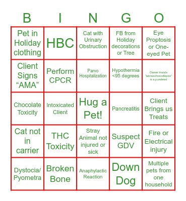 December ER Bingo Card