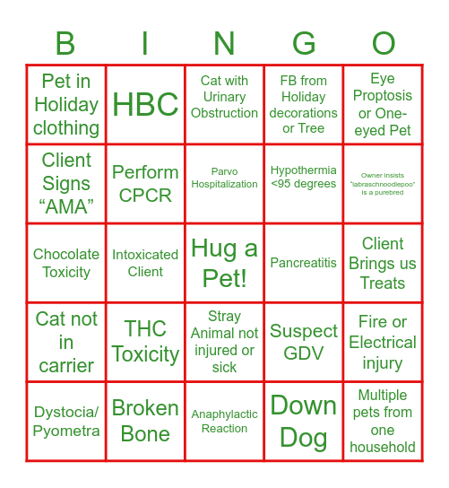 December ER Bingo Card