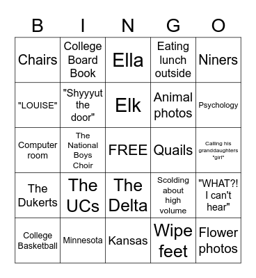 Harvey Wall Bingo Card
