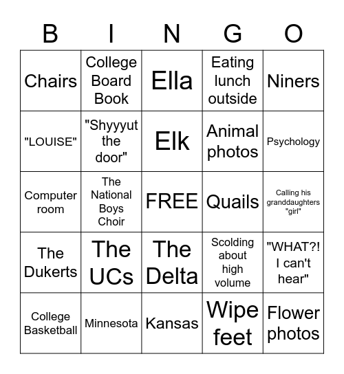 Harvey Wall Bingo Card
