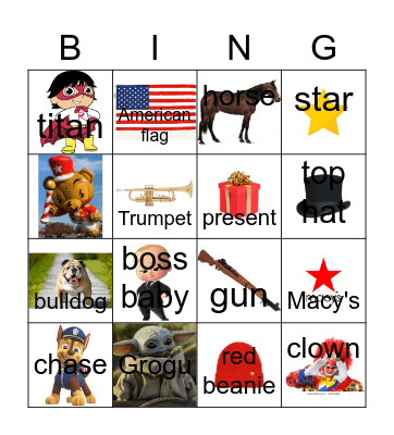 Thanksgiving Parade Bingo Card