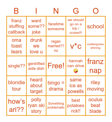 thanksgiving 2022 Bingo Card